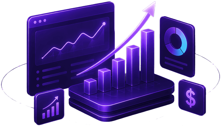 Revenue growth dashboard illustration