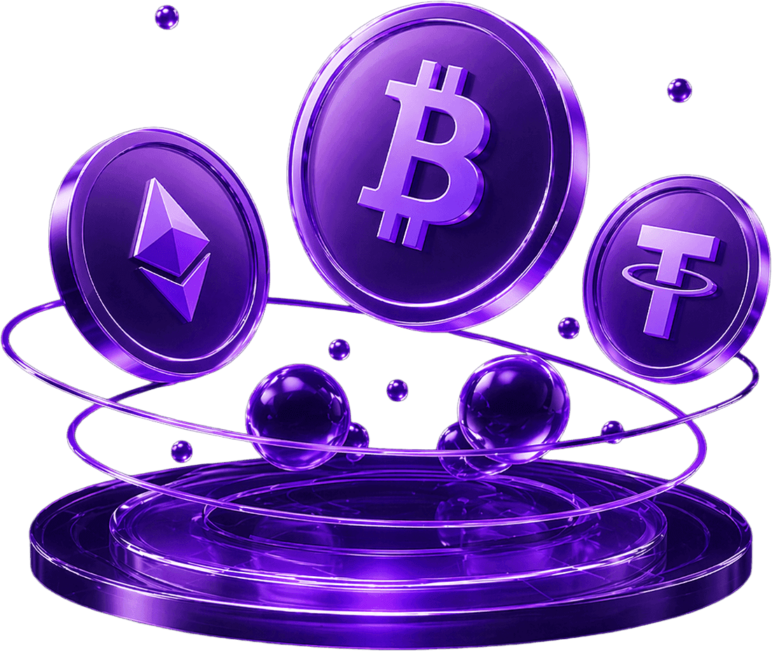 Glowing cryptocurrency coins illustration