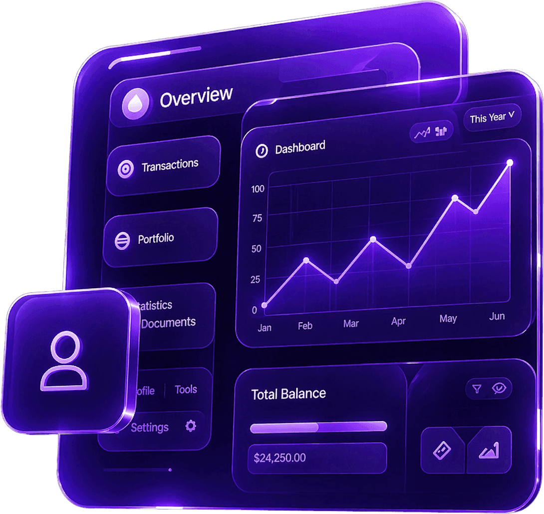 Stylized product dashboard interface